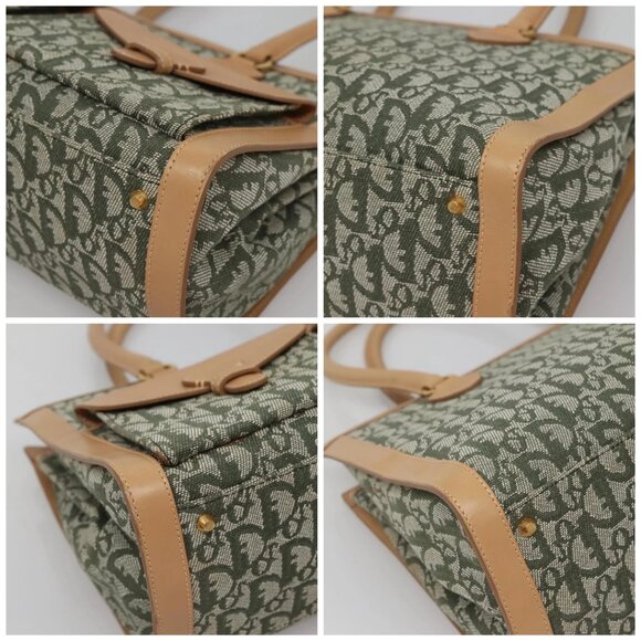 Christian Dior Trotter Canvas Hand Bag Khaki Gold Auth 123689 - Picture 14 of 16